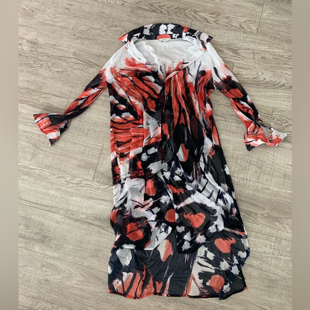 Liverpool Womens size S butterfly print flowy high low dress